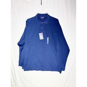 Roundtree & Yorke Men's Long Sleeve Polo Shirt Navy Blue Large With Tags